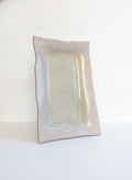 Signed Handcrafted Ceramic Rectangular Serving Platter with Wavy Edges