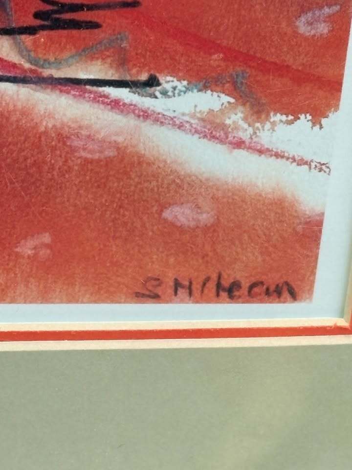 S. McLean Abstract Expressionist Signed Wall Art Print in Frame