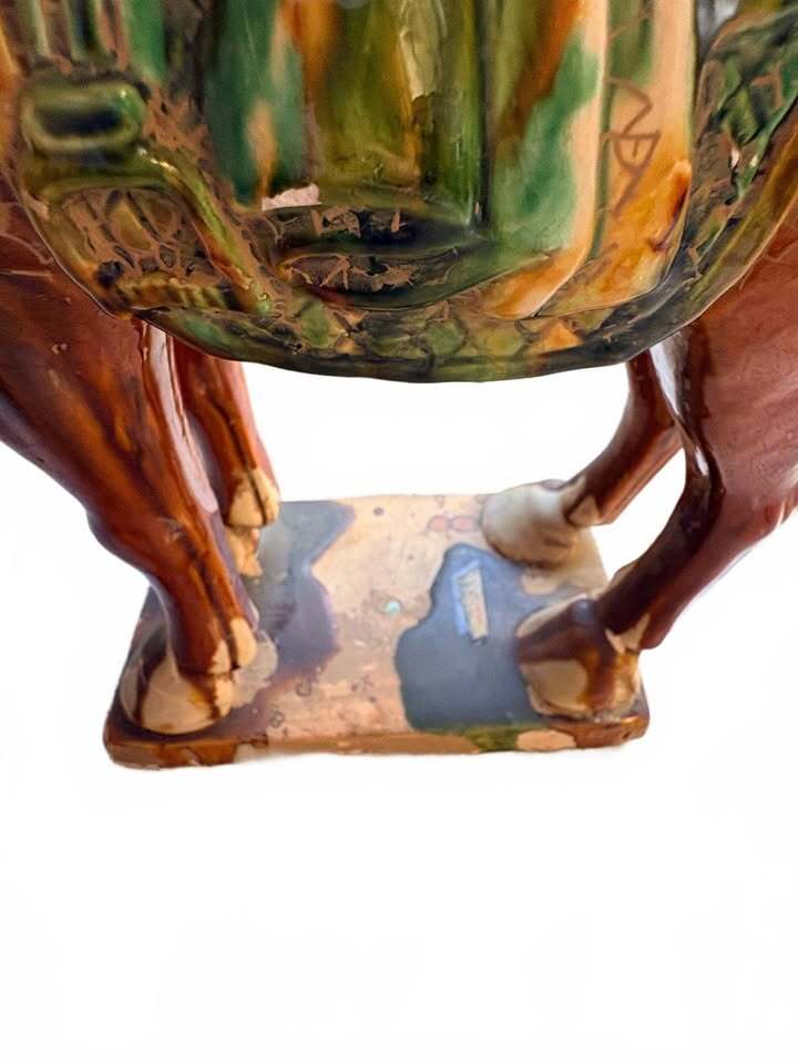 Vintage Ceramic Tang Dynasty Style Glazed Horse Sculpture