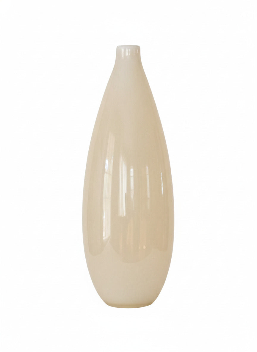16" Vintage MCM Ceramic Cream Teardrop Vase with Glossy Finish