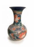 Vintage Ceramic Floral Vase with Blue and Orange Glaze