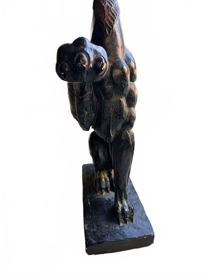 Handcrafted Mythical Griffin Sculpture with Winged Details