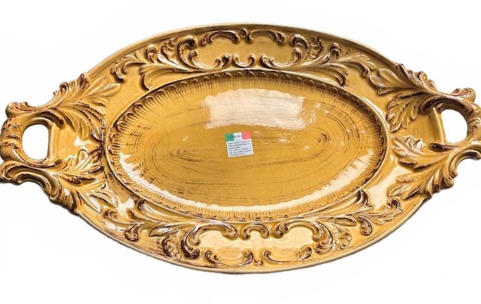 Intrada Italian Ceramic Serving Tray Yellow Glazed Honey Platter