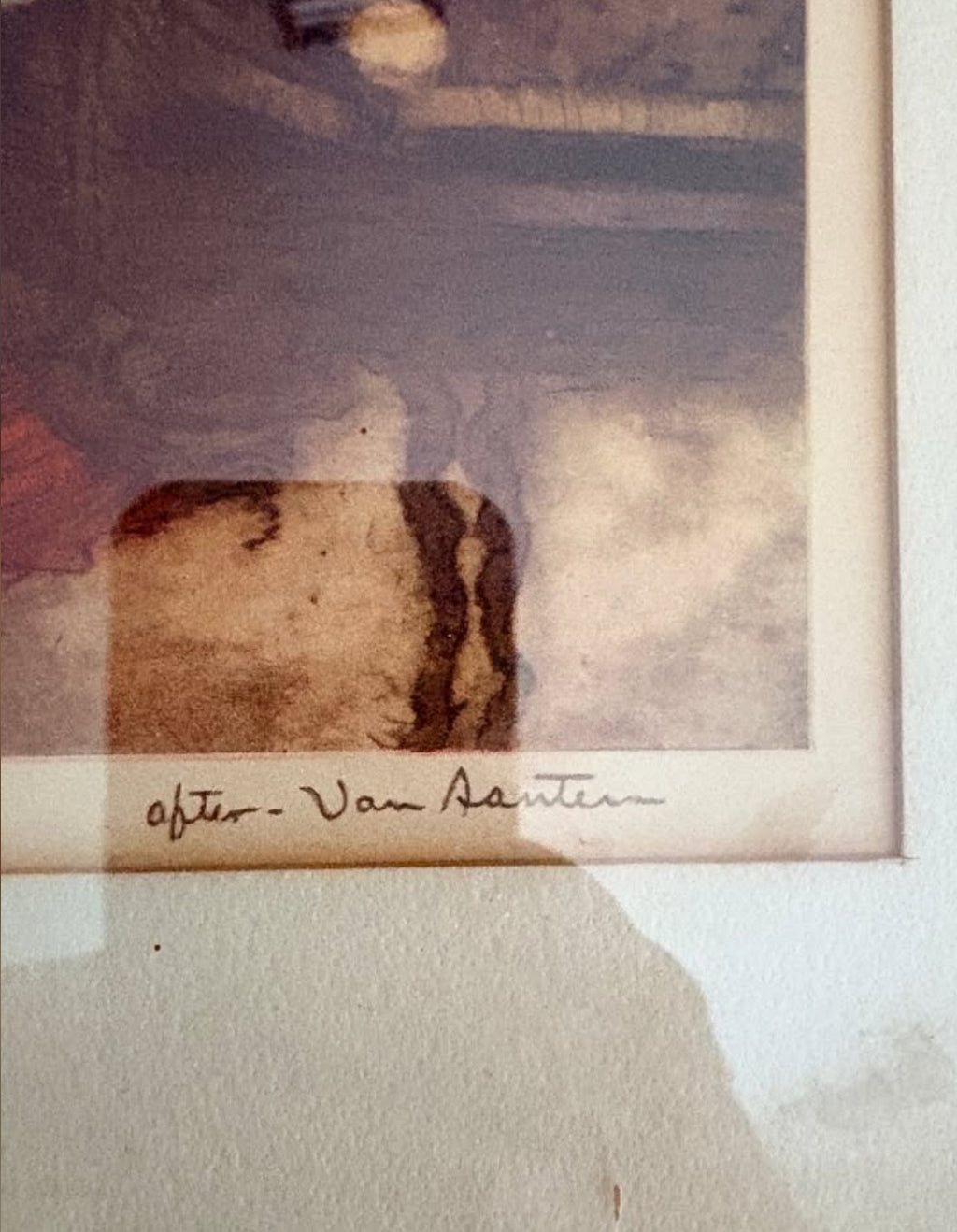 Vintage Signed 'Rivière en Flandre' Windmill Landscape Print After Van Aerten