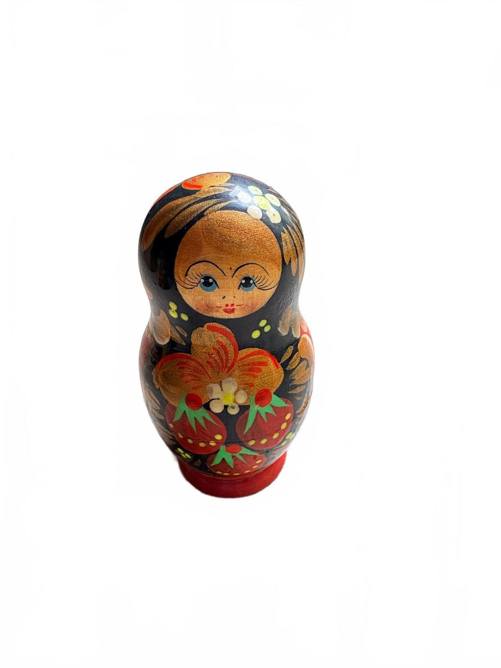 Vintage Russian Wooden Matryoshka Nesting Dolls Hand Painted Floral Set