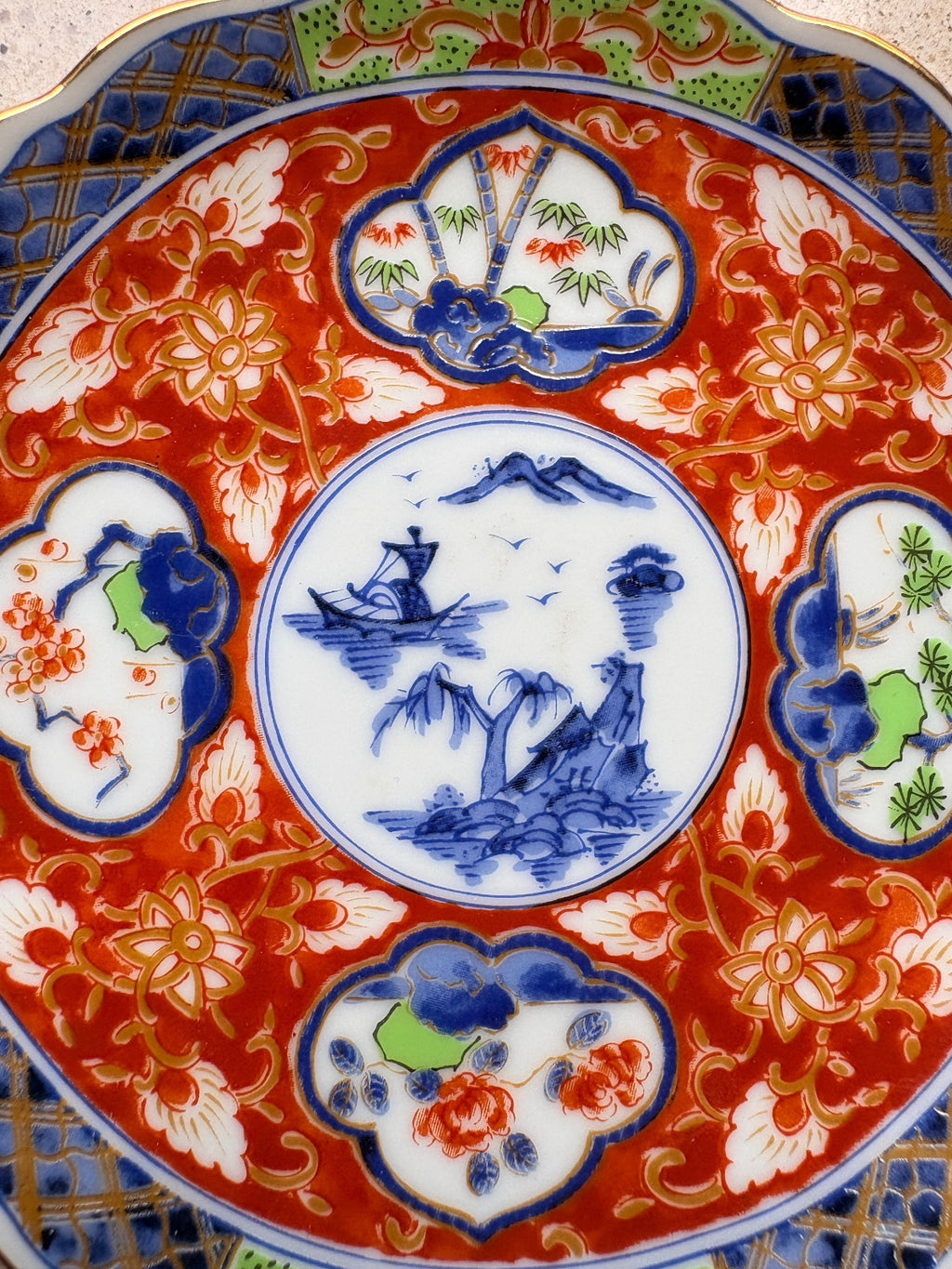 Takachiyo Japanese Porcelain Imari Style Decorative Plates, Set of 2