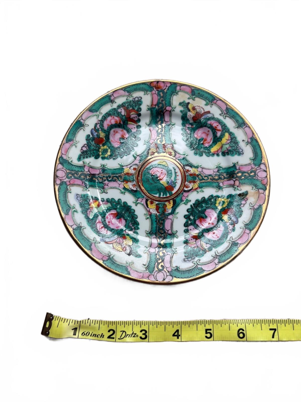 Vintage Decorative Porcelain Plate with Floral Pattern and Gold Trim