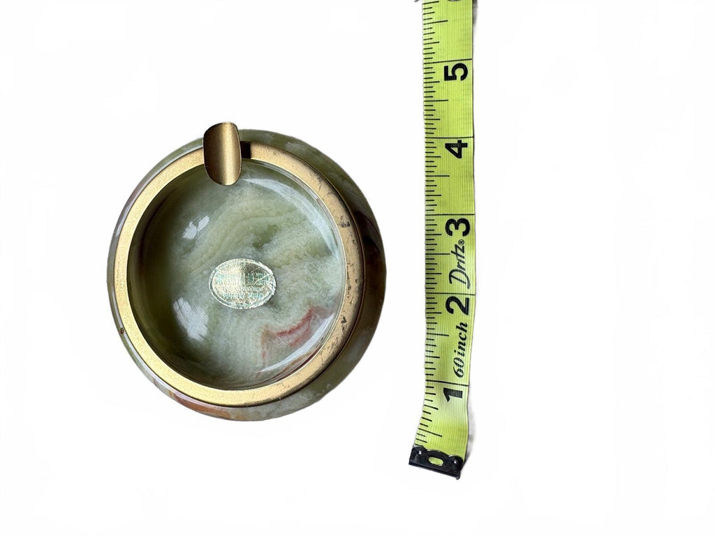 MCM Cappelluti Vintage Onyx Marble Ashtray with Gold Tone Metal Feet