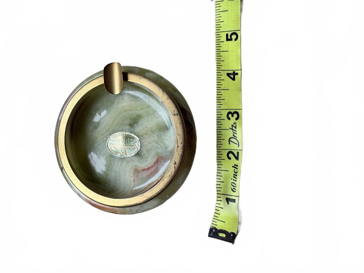 MCM Cappelluti Vintage Onyx Marble Ashtray with Gold Tone Metal Feet