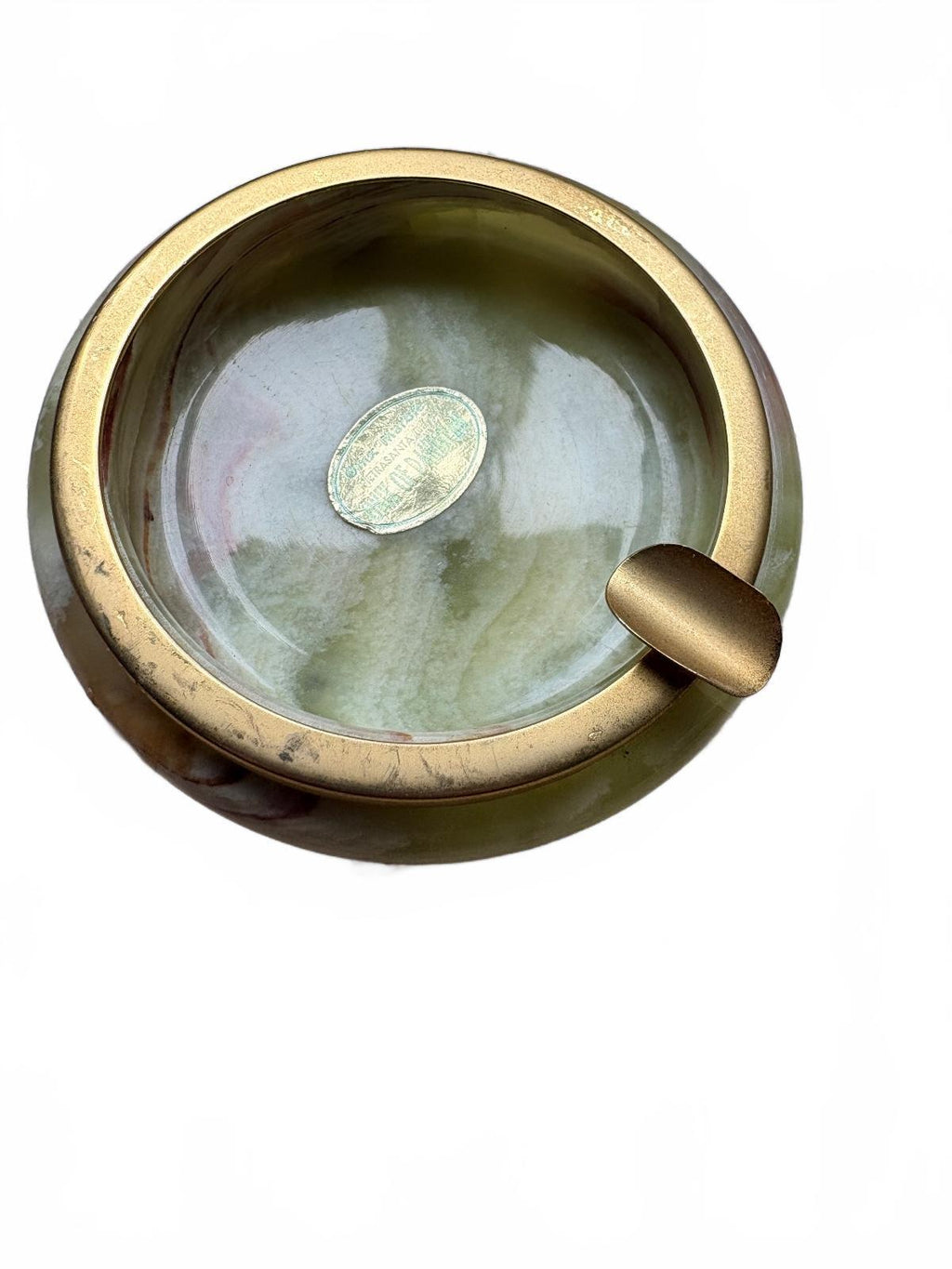 MCM Cappelluti Vintage Onyx Marble Ashtray with Gold Tone Metal Feet