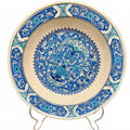 15.5" Large Altın Gini Handmade Iznik Ceramic Decor Plate Turkey Blue Turquoise