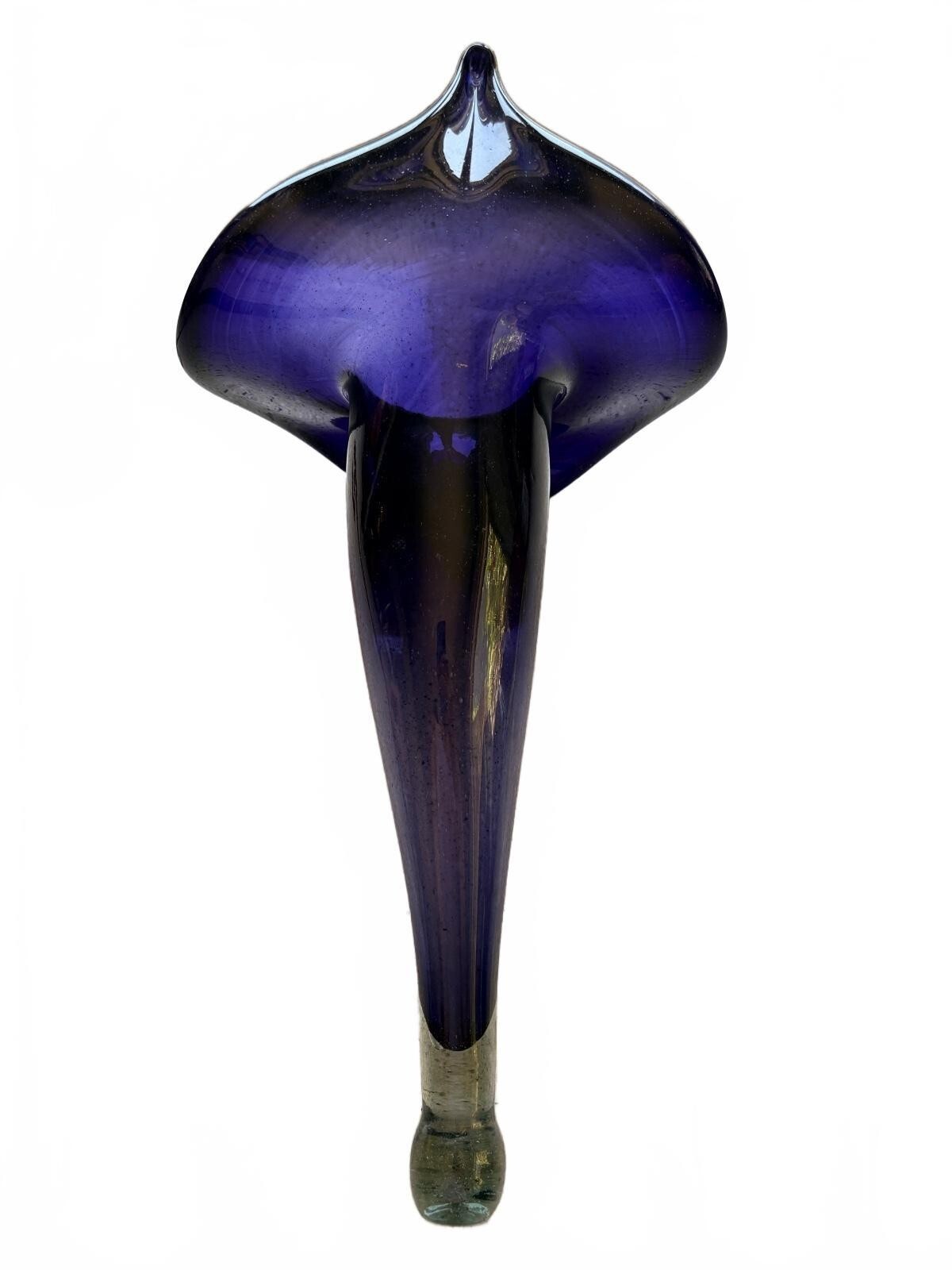 Indigo Jack in Pulpit Art Glass Calla Lily Vase with Hanger