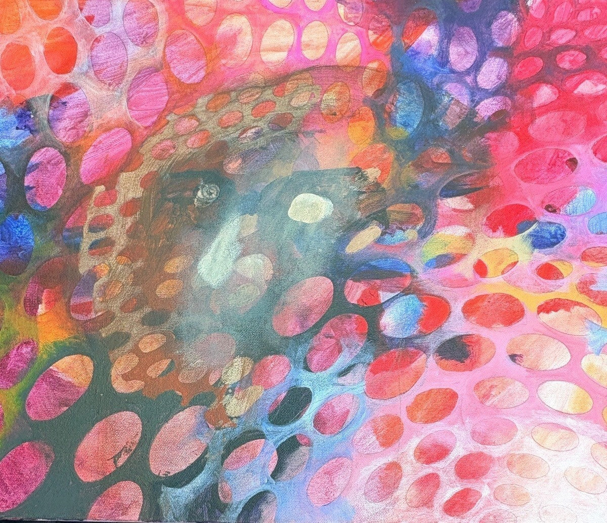 18x24 Abstract Circles Painting on Canvas with Vibrant Colors