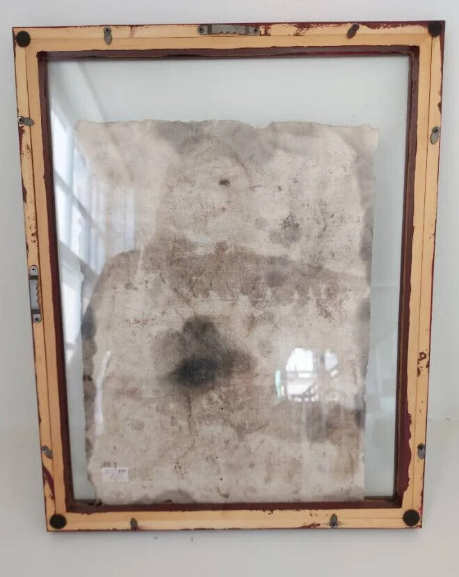 Rare Antique 12 x 15" Framed Yao Ceremonial Mask Depicting Dao Tsien Tao Figure