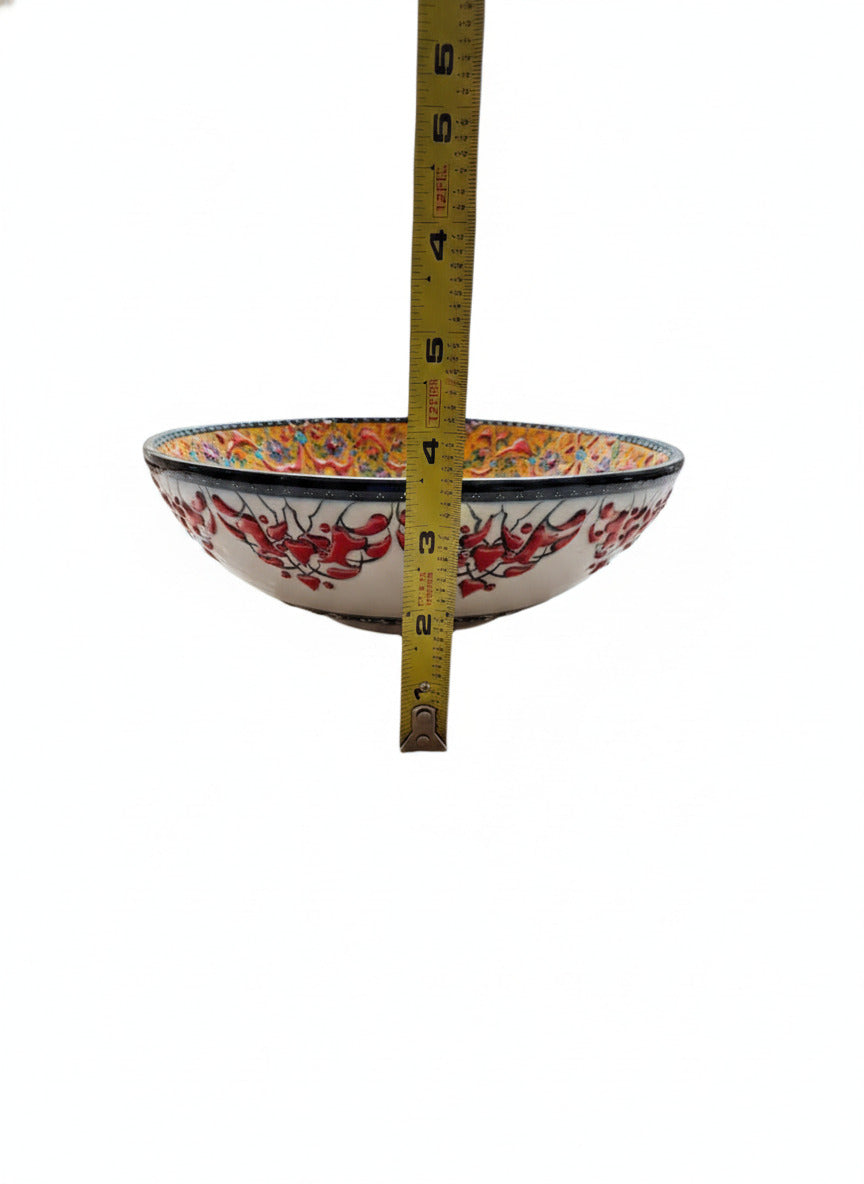 Hand-Painted Vintage Decorative Ceramic Bowl with Floral Design