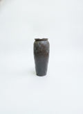 Antique Brown Stoneware Pottery Vase with Chipped Rim