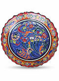 10" Hand-Painted Ceramic Decorative Plate with Floral and Bird Motif