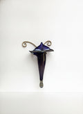 Indigo Jack in Pulpit Art Glass Calla Lily Vase with Hanger
