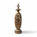 Vintage Ceramic Table Lamp with Intricate Carved Design and Gold Finish