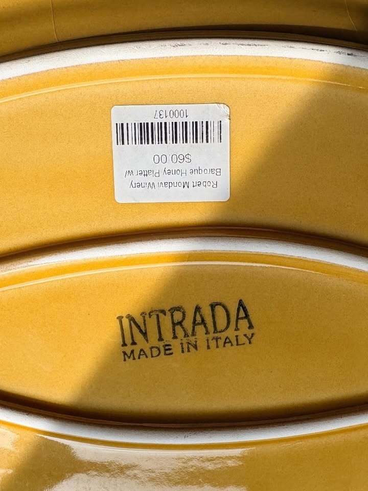 Intrada Italian Ceramic Serving Tray Yellow Glazed Honey Platter