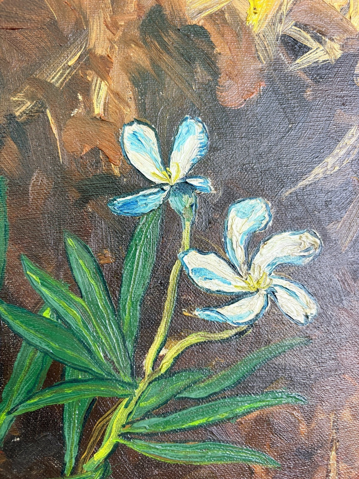 16 x 20" Signed Vintage Floral Oil Painting with Ornate Gold Frame