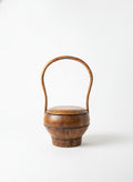 Asian Elm Wood Rice Bowl with Handle and Lid