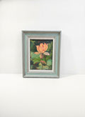 Vintage 11x14 Water Lily Floral Painting Framed Botanical Art