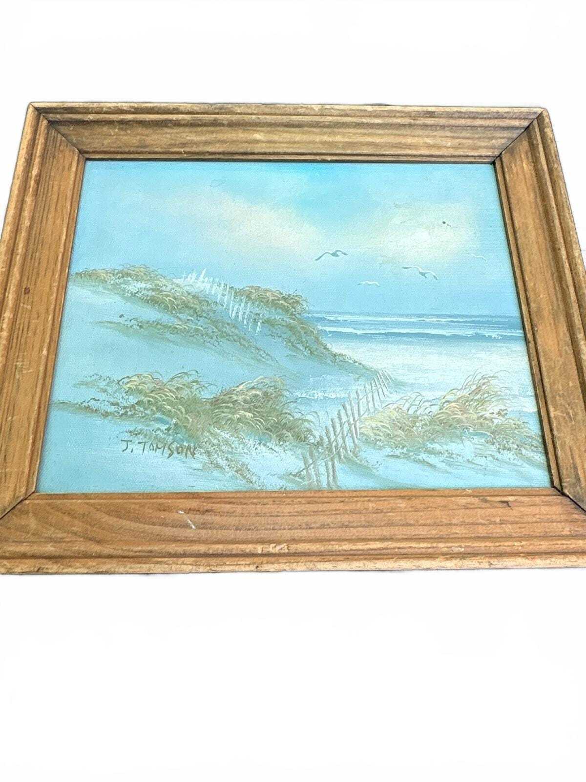 Seascape Painting in Driftwood Frame by J. Tayson