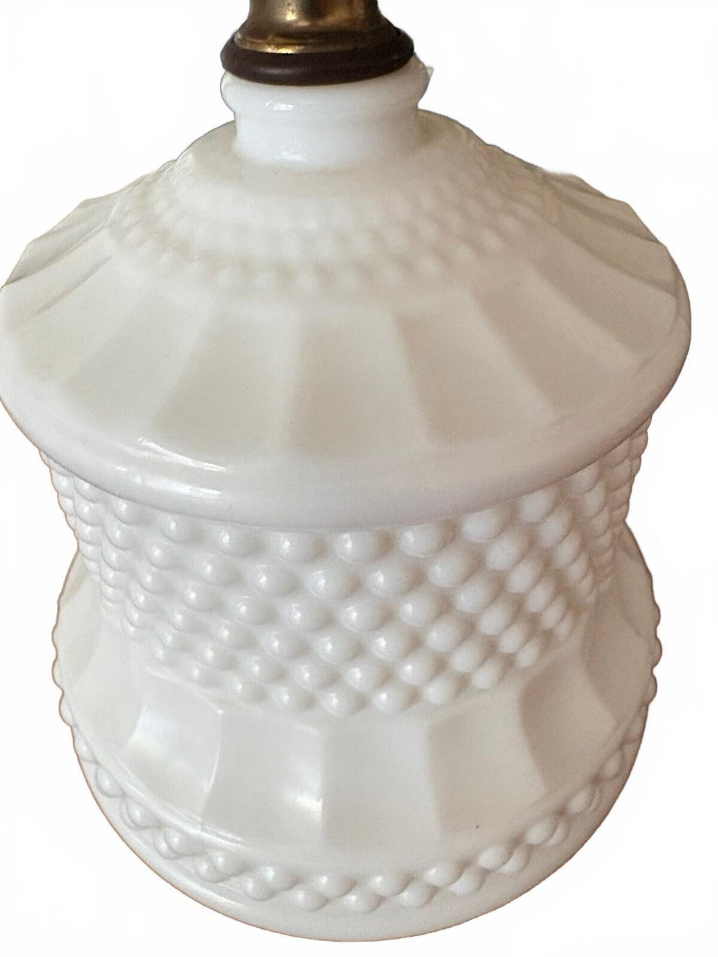 Mid Century Modern Milk Glass Table Lamps with Ruffled Silk Shades