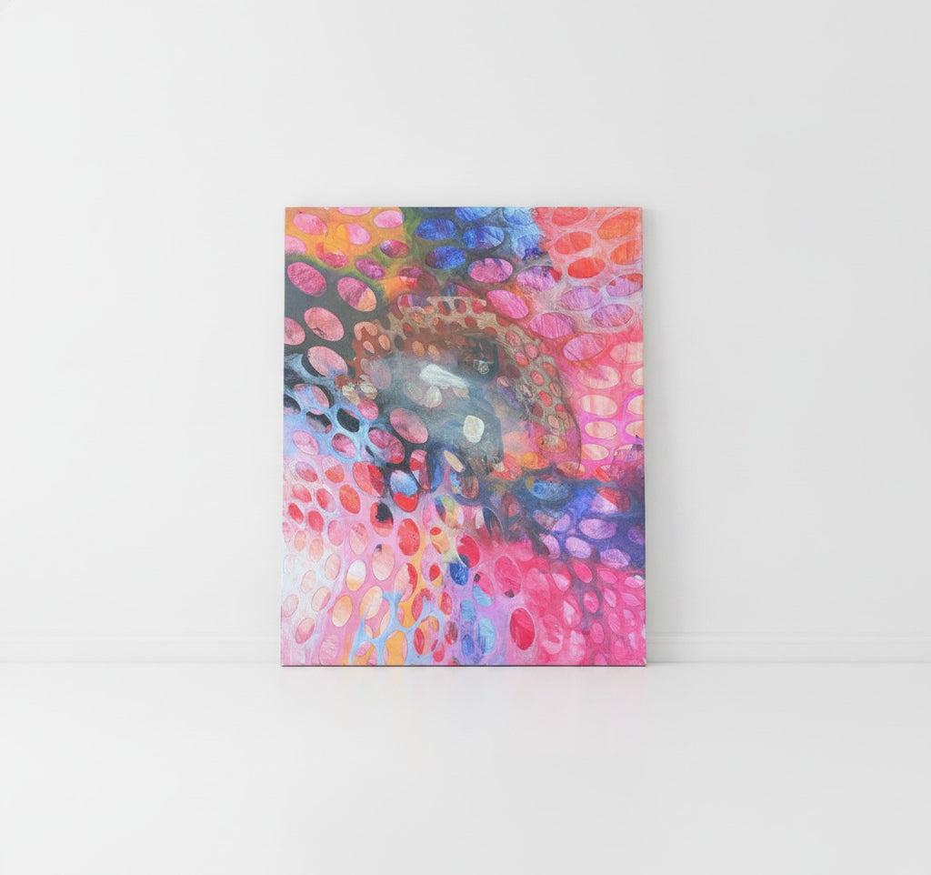 18x24 Abstract Circles Painting on Canvas with Vibrant Colors