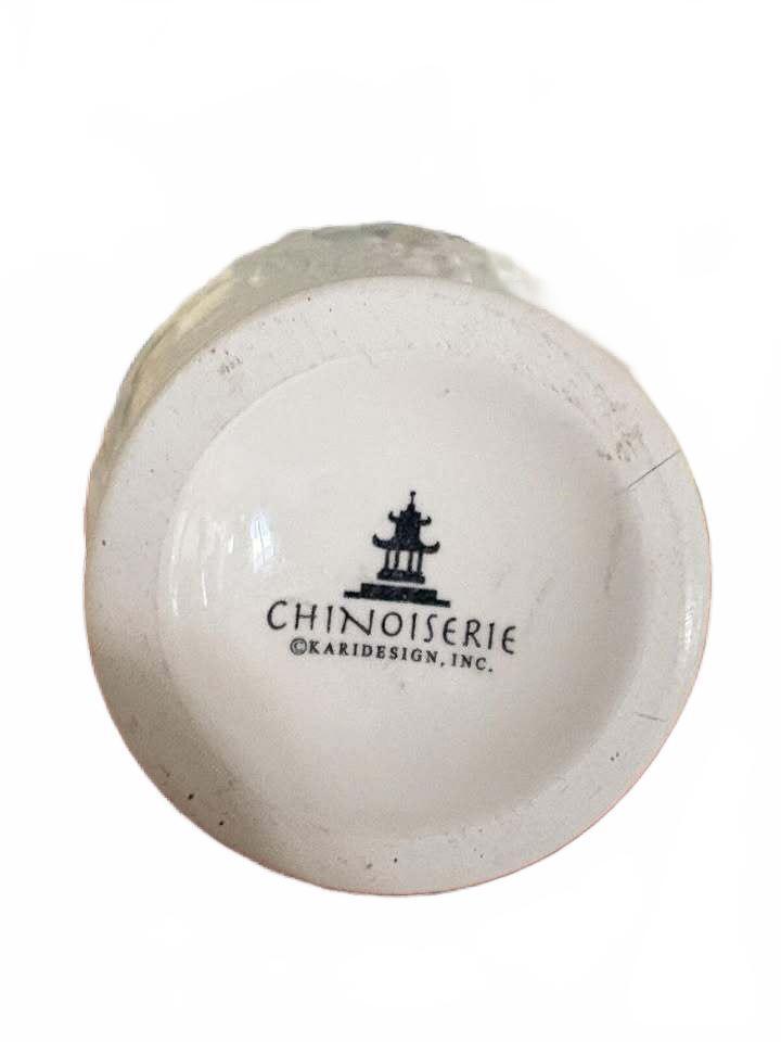 Chinoiserie Embossed White Ceramic Vase