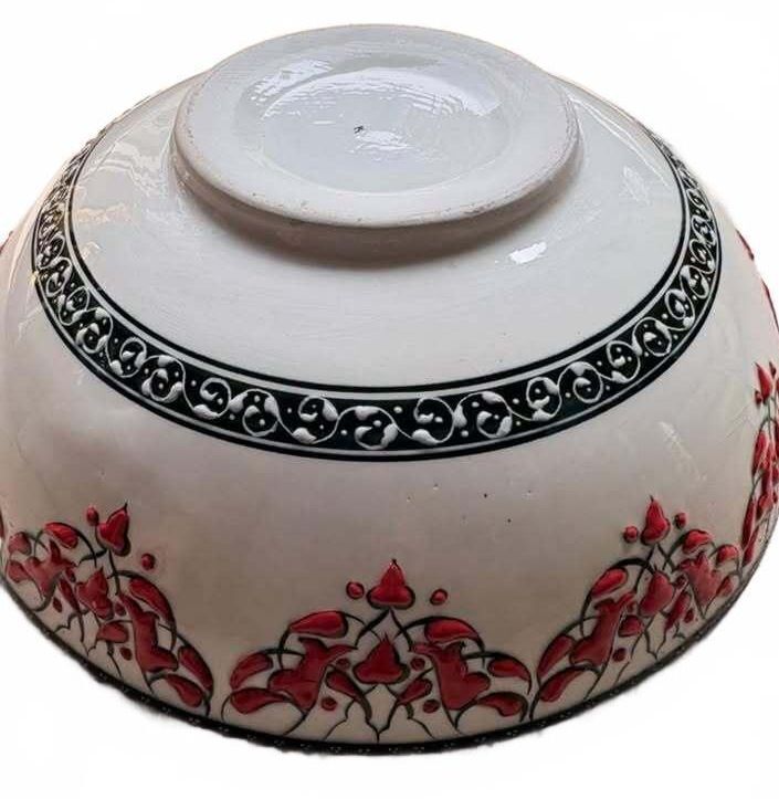 Hand-Painted Vintage Decorative Ceramic Bowl with Floral Design