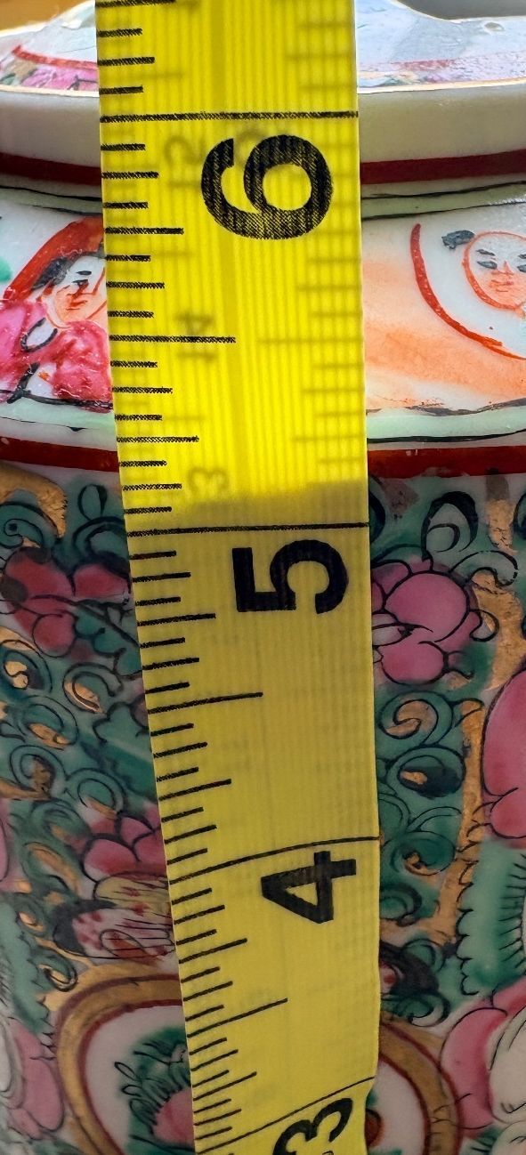 Vintage Chinese Porcelain Teapot with Hand-Painted Floral and Figure Motifs