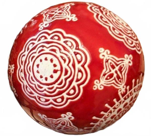 12" Decorative Metal Twig Bowl with Three Hand-Painted Ceramic Spheres