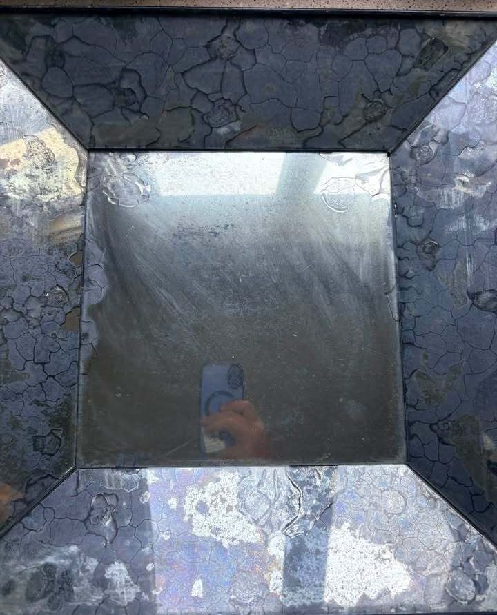 Square Antiqued Glass Wall Mirror