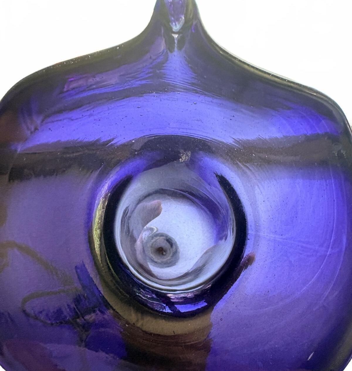 Indigo Jack in Pulpit Art Glass Calla Lily Vase with Hanger