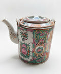 Vintage Chinese Porcelain Teapot with Hand-Painted Floral and Figure Motifs