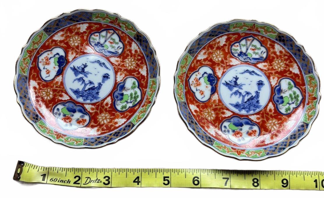 Takachiyo Japanese Porcelain Imari Style Decorative Plates, Set of 2