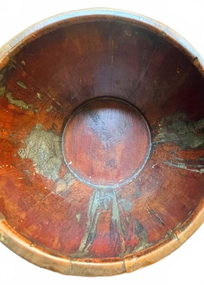 Asian Elm Wood Rice Bowl with Handle and Lid