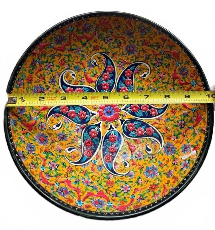 Hand-Painted Vintage Decorative Ceramic Bowl with Floral Design